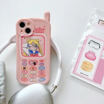 Sailor Moon Mornar, ki bo ustrezala Sladko Roza dekleta Anime Primeru Telefon Za iPhone 15 14 13 12 11 Pro Max Xr Xs 14 Plus Primeru Srčkan Mehko Pokrov