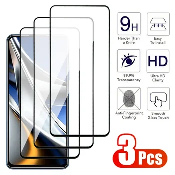 3PCS Polno Kritje Kaljeno Steklo za Xiaomi Poco Telefon X5 X4 X3 NFC F3 F4 GT M3 M4 M5 Pro C3 C40 C50 C51 C55 Zaslon Protetcor Film