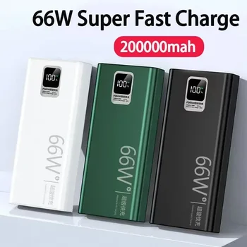 66W 200000Ah Digitalni Prikaz PowerBank Super Hitro Polnjenje Portable Power bank Zunanje Baterije Za iPhone Huawei Samsung Xiaomi