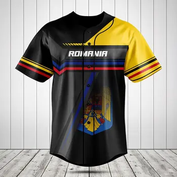 Poletje za Moške in Ženske Univerzalno Meri romunsko Vojsko Črna Simboli Prikrivanje Baseball Jersey Majica Svoboden Vrh
