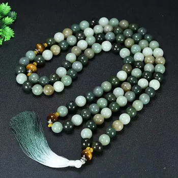 Naravni 100% resnična zelena hetian jade krog kroglice ogrlica 108 Duobao Buda Biser nakit za ženske človek darila Blagoslovi mir