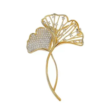 Vintage Zlato Barvo Ginkgo Leaf broška za Ženske Modni Preprosta Kovinska Broška Zatiči Obleko Pribor za Oblačila, Luksuzni Design