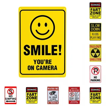 Nasmeh Ste Na Video nadzorna Kamera Prijavite za Video Nadzor, Notranja Zunanja CCTV Varnostne Kamere Kovinski Znak Tin Plaketo Pub