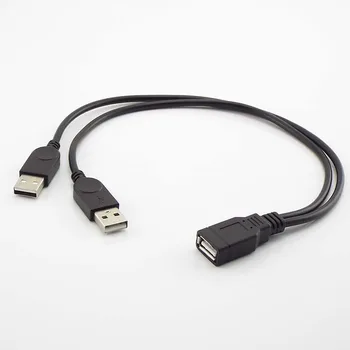 2 v 1, USB 2.0 A Moški Dvojni Ženski Splitter DC Napajalni Kabel Podaljšek Super Hitro Sinhronizacijo Podatkov Polnjenje za U Diski