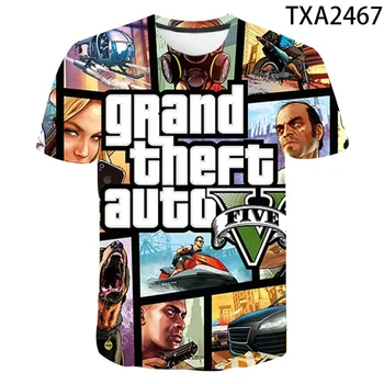 2024 Novo 3D Tiskanja Grand Theft Auto Igro Gta 4/5 Natisne Majica s kratkimi rokavi Moški Ženske Otroci T-Shirt Kratek Rokav Fant Dekle Otroci Vrhovi Tees