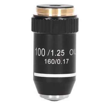 Biološki Mikroskop Objektiv, 195 Achromatic Black Cilj Objektiv 100X Olje Visoke Moči Cilj Vmesnik za 20,2 mm Navoj