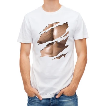 Nova Moda Hip Hop 3d majica s kratkimi rokavi Moški T-shirt Smešno Natisni Prsih Lase Mišice High Street Tee Shirtss Poletje Moški Tshirts