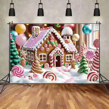 LUNA.QG Ozadje Baby Božično zabavo Photozone Ozadju Otrok Medenjaki Hiša Candyland Doma Lollipop Fotografija Rekviziti
