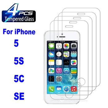 4Pcs Kaljeno Steklo Za iPhone 5 5S 5C SE 6 6S 7 8 Plus SE 2022 SE 2020 Screen Protector Stekla