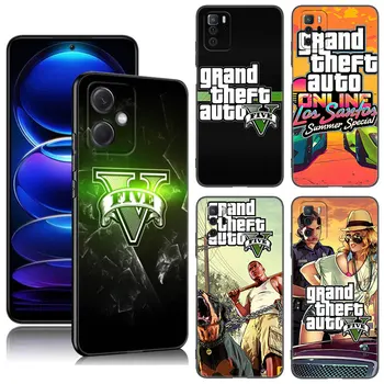 Gta 5 Grand Theft Črnega Silikona Primeru Telefon Za Xiaomi Redmi Opomba 10 11 11S 12 13 4G 8 9 11T Pro 5G Plus 8T 9S 10S 12S