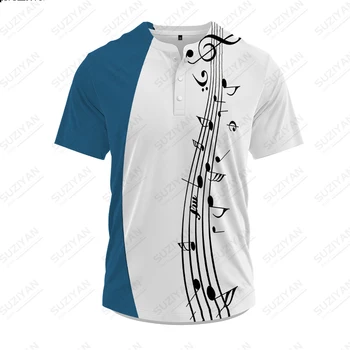 2023 Poletje Moda 3D Glasbeni Simbol Opravljene Tiskanja Moške Kratke Rokav Svoboden Priložnostne Velika T-shirt Plus Velikost Kul Street Vrh