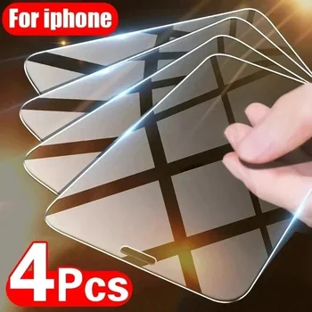 4PCS Kaljeno Steklo Za iPhone 12 14 13 7 8 Plus 6 6S Zaščitnik Zaslon Za iPhone 11 12 13 14 Pro Mini Max X XR XS Max Stekla