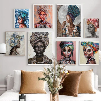 Afriško Črno Žensko Grafiti Umetnost Plakatov In Fotografij Povzetek Afriki Dekle Platno, Slike, Stenski Dekor Slike Sobi Doma Dekor