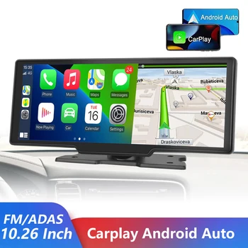 10.26 palčni Dash Cam Rearview Fotoaparat Brezžično Carplay & Android Auto 4K DVR GPS Navigacijo Video Snemalnik nadzorni Plošči MP5 Park AUX