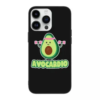 Avocardio Avokado Kardio Primeru Telefon Za iPhone 14 13 Max Pro Plus Mini Veganska TPU Mehko Zadnji Pokrovček