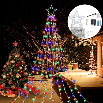 8 Načini LED Sončne Slap Niz Luči za Počitnice Božično Drevo Decor na Prostem Sončne Vrtne Luči svate, Dekoracijo
