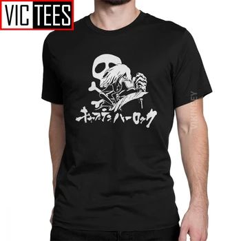 Moški Tshirt Harlock Prostor Piratska Lobanja Kul Čistega Bombaža Kapetan Anime Manga T Shirt Camisas Hombre 3D Tiskanja