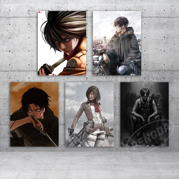 Platno Slike Napad na Titan Doma Dekoracijo Mikasa Ackerman Slike Anime Plakat HD Natisne Wall Art Dnevna Soba Brez Okvirja