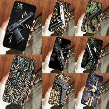 Pištolo In Bullet Odbijača Primeru Telefon Za iPhone 14 13 12 11 15 Max Pro XS X XR 7 8 Plus SE 2020 12 13 Mini Pokrov