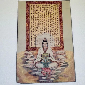 Verske Thangka, vezene brocade slikarstvo, ki je sedel lotus Guanyin Bodhisattva, lepe doma okras, ugodno Thangk