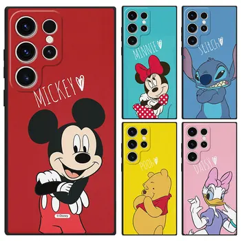 Disney risani lik Mickey pooh Primeru Telefon za Nasprotnega F19 A52 Reno8 A54 A15 A93 A53 Reno7 O16 A9 A92 Matte Black Soft Cover