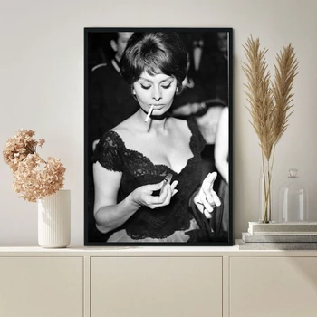 Sophia Loren Plakat Glasbe Star Pevec Hip Hop Rap Platno, Tisk Stensko Slikarstvo Doma Dekoracijo