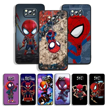 Marvel Srčkan Spiderman Primeru Telefon Za Xiaomi POCO C55 C40 C3 M5 M4 M3 F3 F4 F2 X5 X4 X3 X2 GT Pro NFC Black Soft Cover